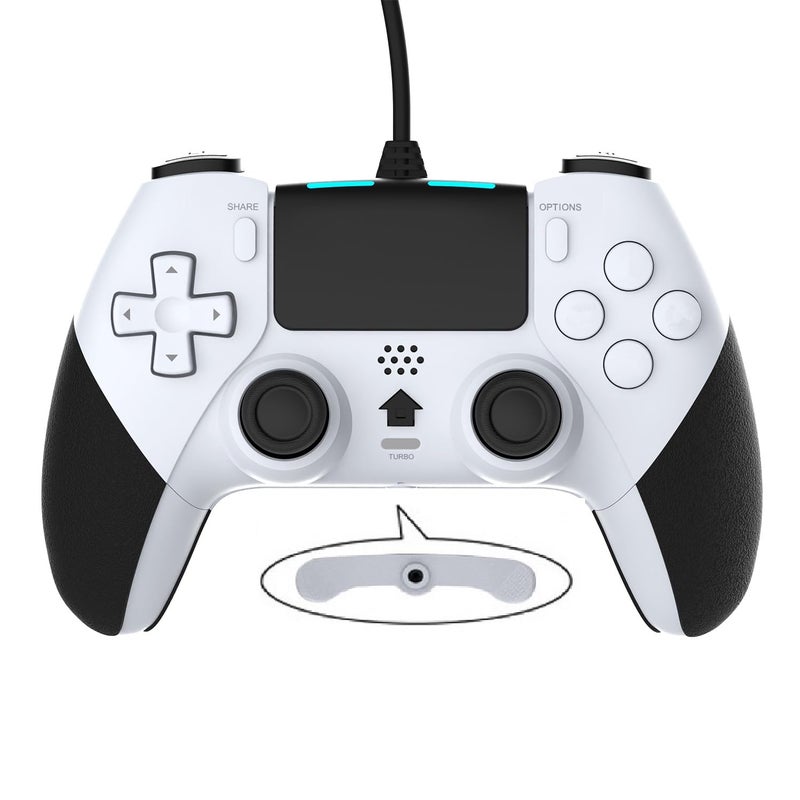 GAMFAMI Wired Controller Gamepad for Playstation 4 with Advanced Programming Buttons Dual Vibration Shock Joystick Gamepad for PS4/PS4 Slim/PS4 Pro and PC (White) - Image 1